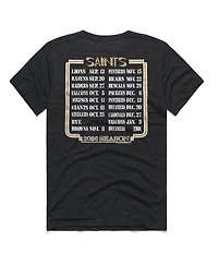 Homage Men's and Women's Charcoal New Orleans Saints 2026 Nfl Schedule Queen Tri-Blend T-Shirt