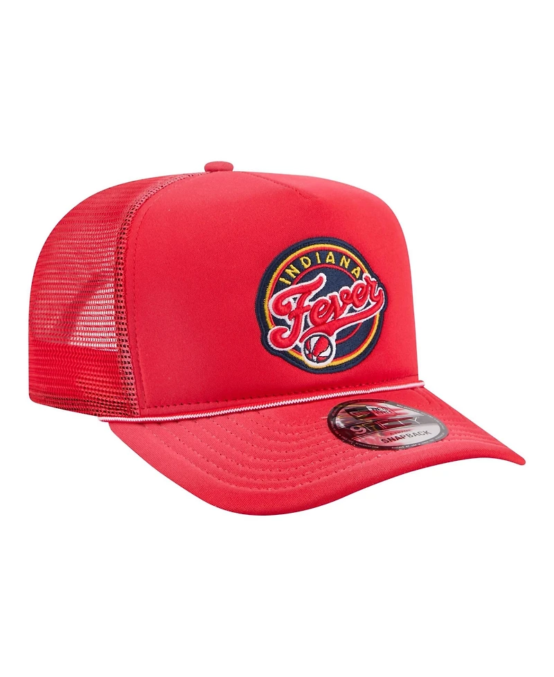 New Era Men's and Women's Red Indiana Fever Worn Foam Front 9FIFTY A-Frame Trucker Rope Snapback Hat