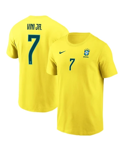 Nike Men's Vini Jr. Yellow Brazil National Team Name Number T-Shirt