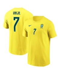Nike Men's Vini Jr. Yellow Brazil National Team Name Number T-Shirt