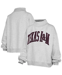 Pressbox Women's Ash Texas A M Aggies Oversized Nelson Mock Neck Sweatshirt