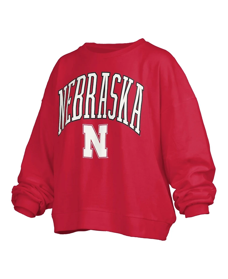 Pressbox Women's Scarlet Nebraska Huskers Plus Nelson Janise Sweatshirt