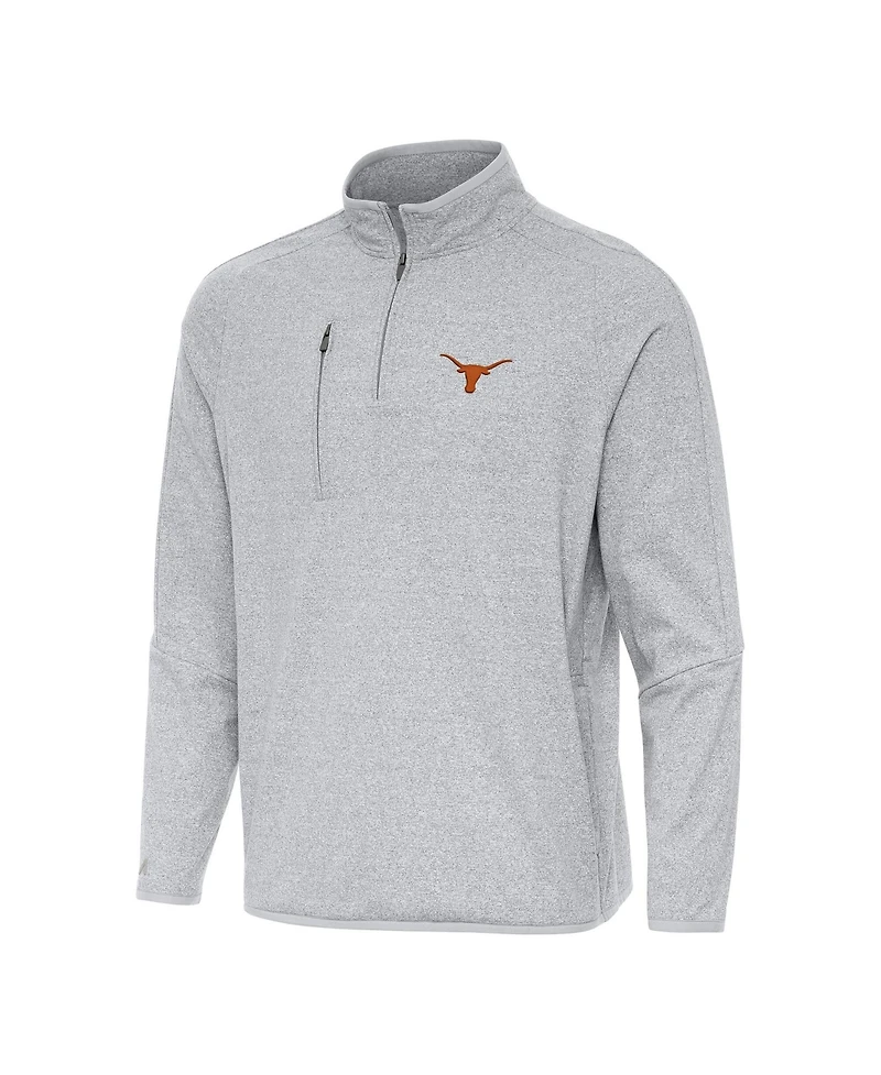 Antigua Men's Heather Gray Texas Longhorns Certain Quarter-Zip Tri-Blend Sweatshirt