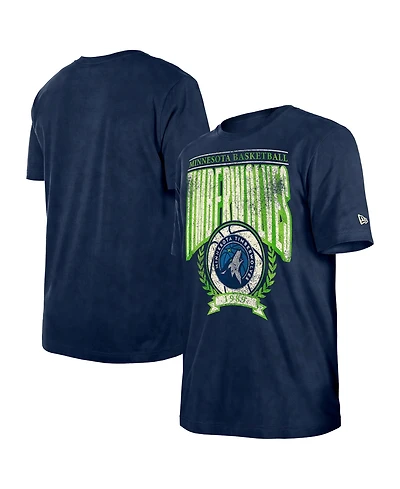 New Era Men's Navy Minnesota Timberwolves Throwback Vintage Boxy Mineral Wash T-Shirt