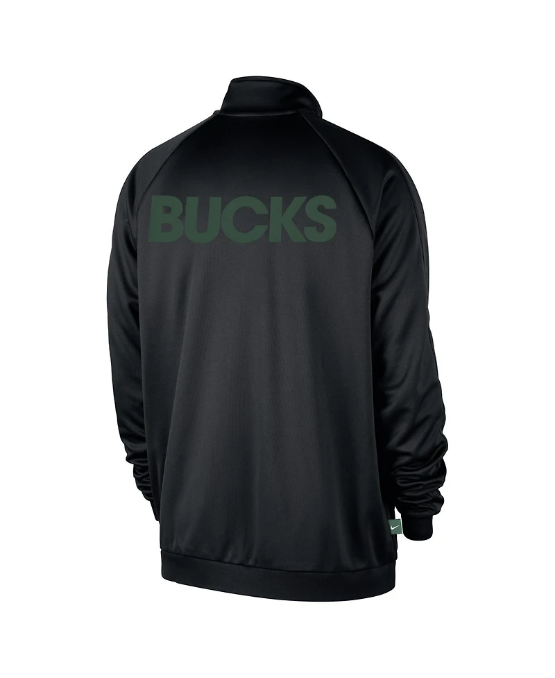 Nike Men's  Black Milwaukee Bucks Courtside Pique Club Full-Zip Track Jacket