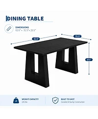 gaomon Dining Table for 4-6 People, Modern Kitchen Table, Mid-Century with Leg Base, Wood Room Easy Assembly
