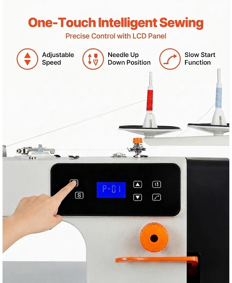 Sevorley Industrial Lockstitch Sewing Machine, 550W Servo Motor with Table Stand