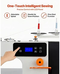 Sevorley Industrial Lockstitch Sewing Machine, 550W Servo Motor with Table Stand