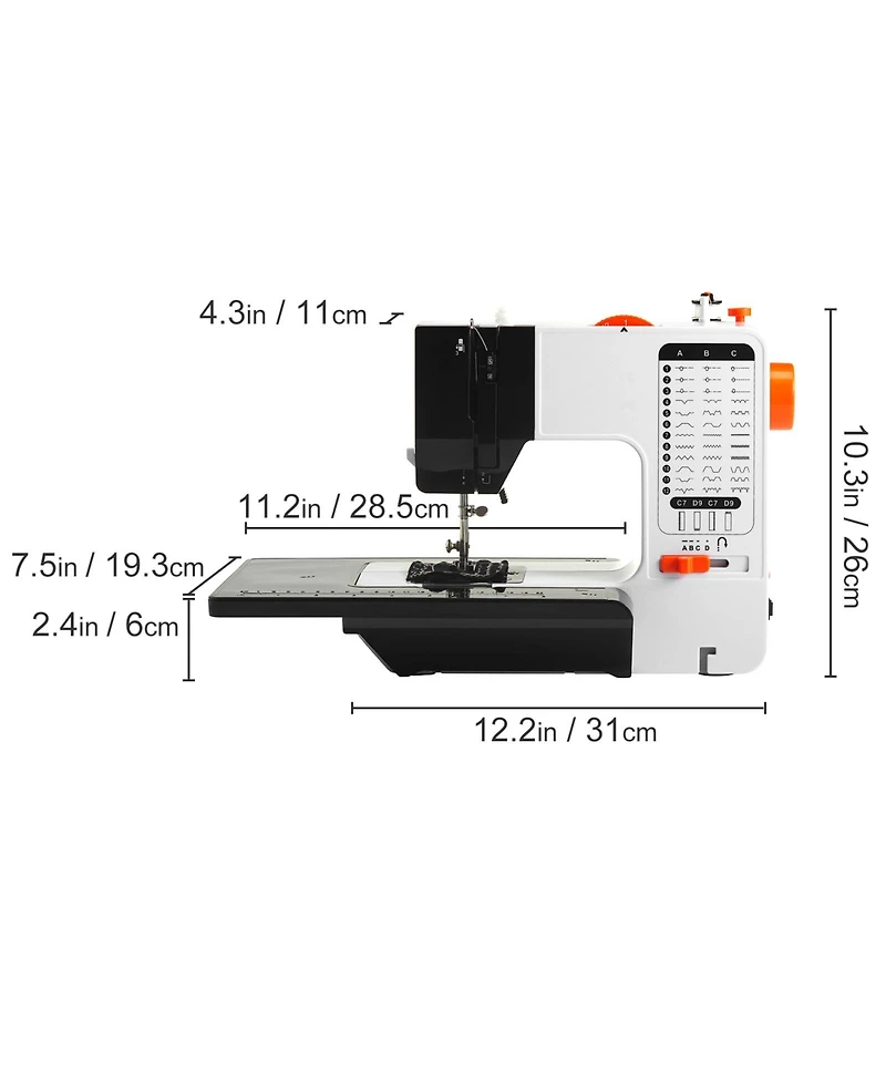 Sevorley Portable Sewing Machine for Beginners, 38 Stitches with Extension Table and Foot Pedal