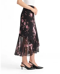 Ellen Tracy Women's Ruffle Hem Mesh Skirt