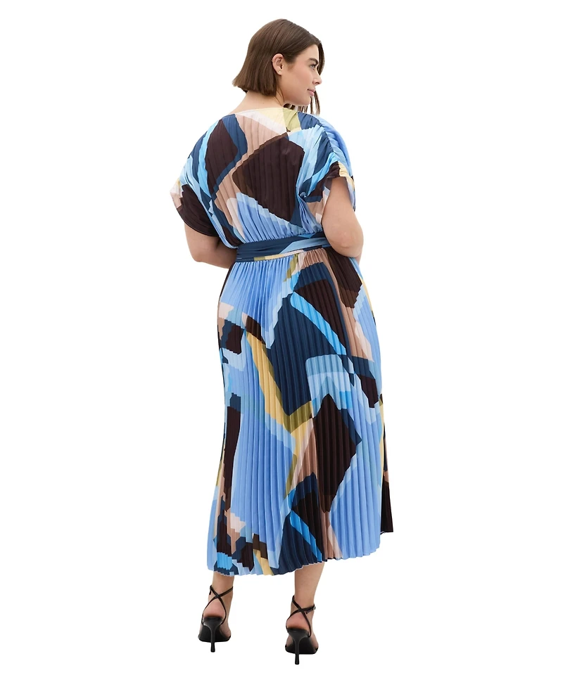 City Chic Women's Plus Hailey Geo Abstract Print Pleat Dress