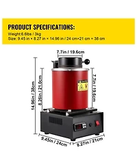 Sevorley 3 Kg Digital Gold Melting Furnace, 1350W with Ceramic Crucibles
