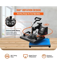Sevorley Swing-Away Heat Press Machine for T-Shirts, Digital Sublimation Transfer Press