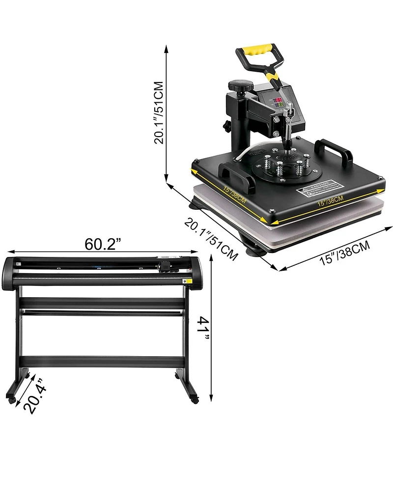 Sevorley 8-in-1 Heat Press Sublimation Machine with 53-inch Vinyl Cutter Plotter