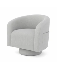 homfan Swivel Accent Chair – 360degree(s) Barrel Armchair with Wood Base, Rounded Back and Curvy Armrest, Corduroy Club Chair for Living Room