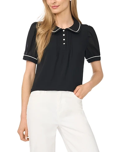CeCe Women's Peter Pan Collar Puff Short-Sleeve Blouse