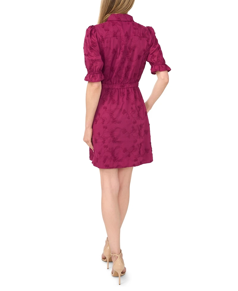 CeCe Women's Short-Sleeve Mini Shirt Dress with Elastic Waist