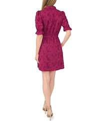 CeCe Women's Short-Sleeve Mini Shirt Dress with Elastic Waist