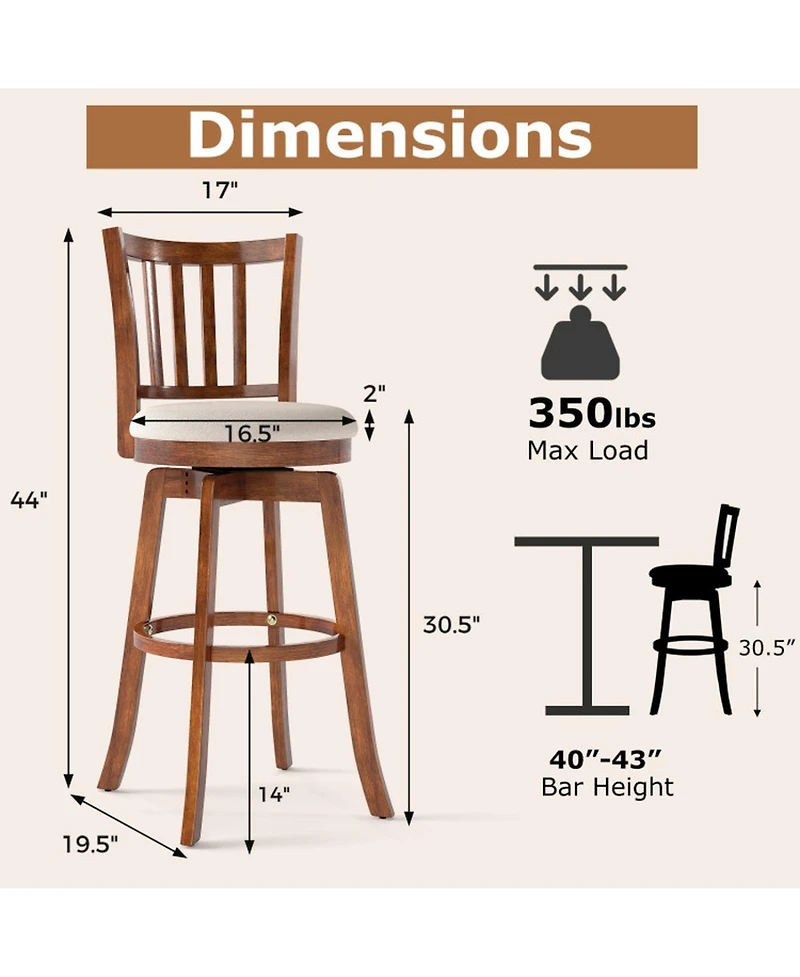 Sugift Swivel Bar Stools Set of 4 with Faux Leather Upholstered Seat