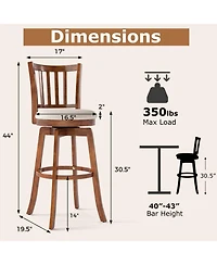 Sugift Swivel Bar Stools Set of 4 with Faux Leather Upholstered Seat