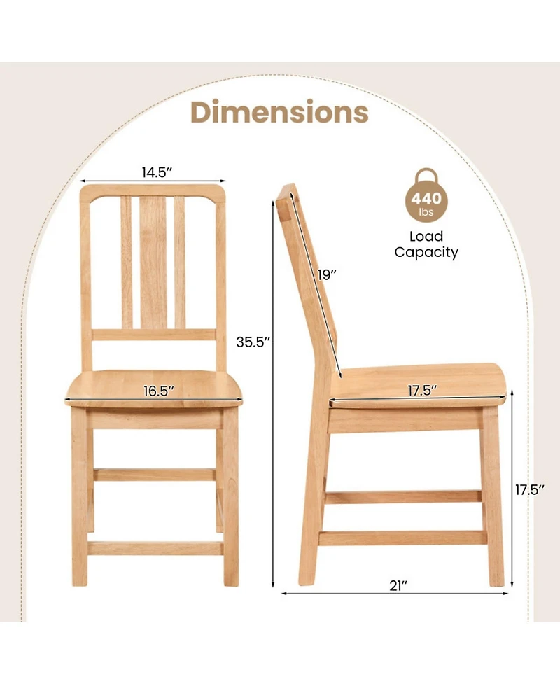 Sugift Rubber Wood Dining Chairs with Breathable Hollowed Backrest