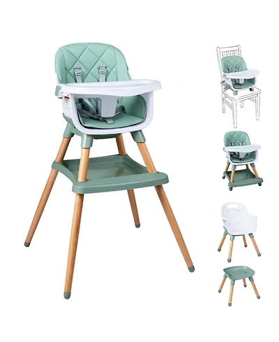 Sugift 9-in-1 Convertible Baby High Chair with Adjustable Double Tray