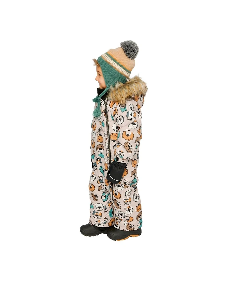 Deux par Baby Boys One Piece Snowsuit Adapted for Car Seats Dog Print