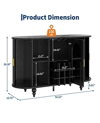 gaomon Mid-Century Bar Cabinet with Sliding Door, Detachable Wine Rack and Glass Holder