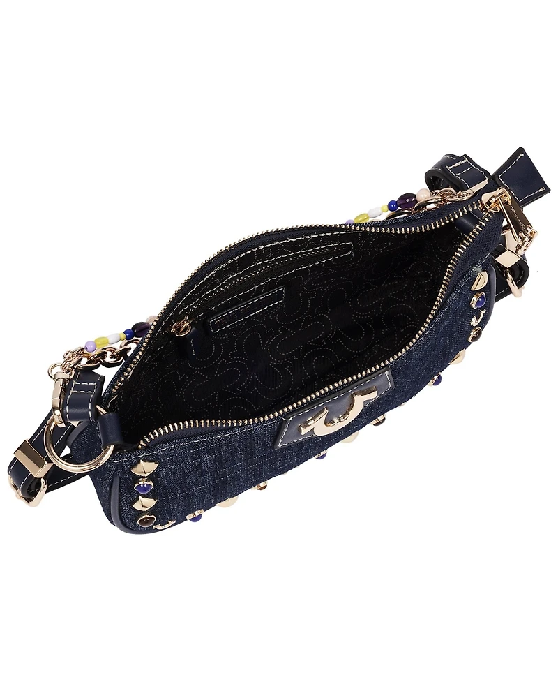 True Religion Chain and Studs Denim Shoulder Bag