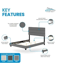 Boyd Sleep Ravenna Upholstered Linen Adjustable Height Headboard Platform Bed Frame