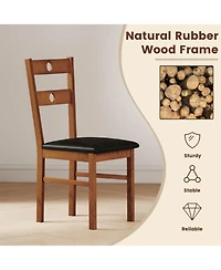 Sugift Armless Wooden Dining Chairs Set of 4 with Hollowed Backrest