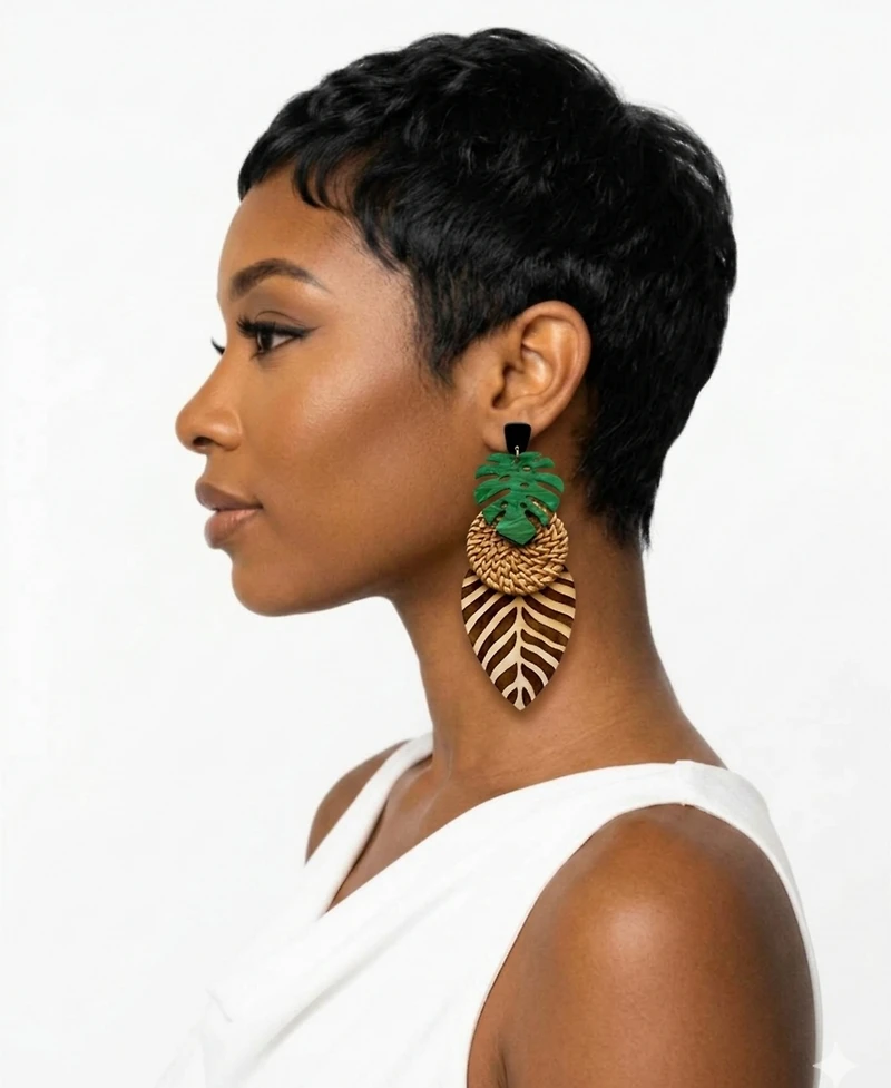 Swanky Designs Zoe Palm Stud Statement Earrings