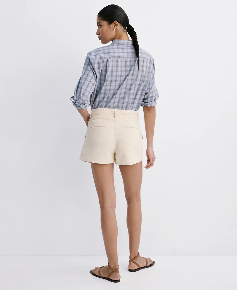 Mango Women's Mid-Rise Flap Pockets Denim Shorts, 2.36" Inseam