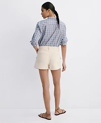 Mango Women's Mid-Rise Flap Pockets Denim Shorts, 2.36" Inseam