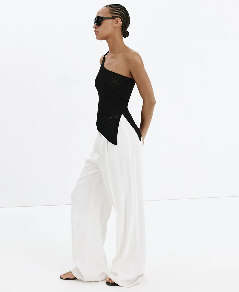 Mango Women's Asymmetrical Open-Knit Top