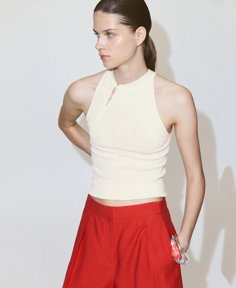 Mango Women's Halter-Neck Knitted Top
