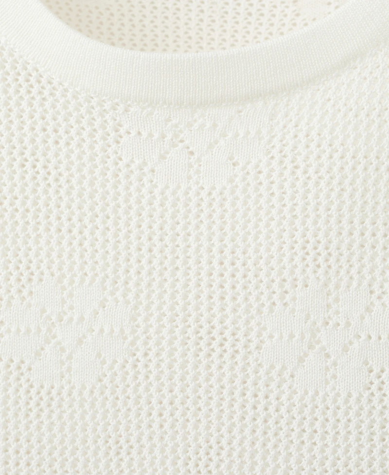 Mango Women's Semi-Transparent Floral Crochet Sweater