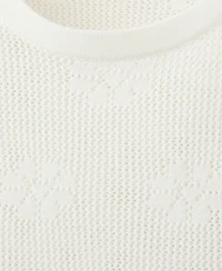 Mango Women's Semi-Transparent Floral Crochet Sweater