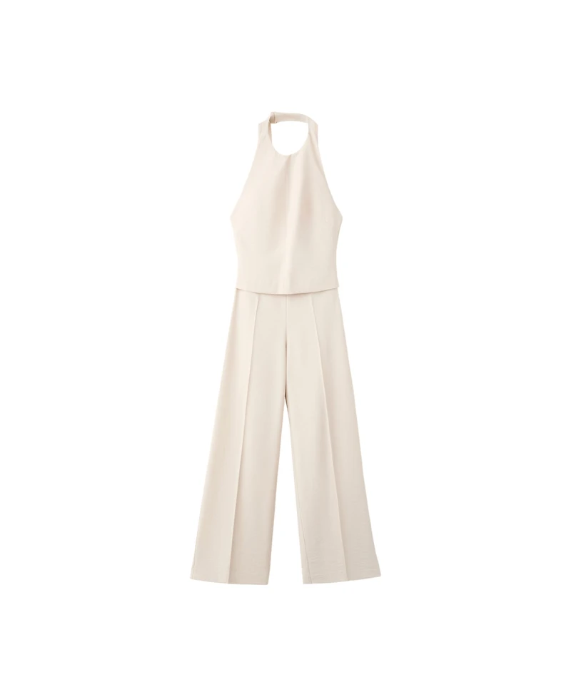 Mango Women's Combined Halter Open-Back Wide-Leg Jumpsuit