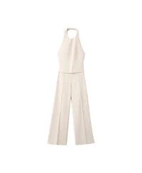 Mango Women's Combined Halter Open-Back Wide-Leg Jumpsuit