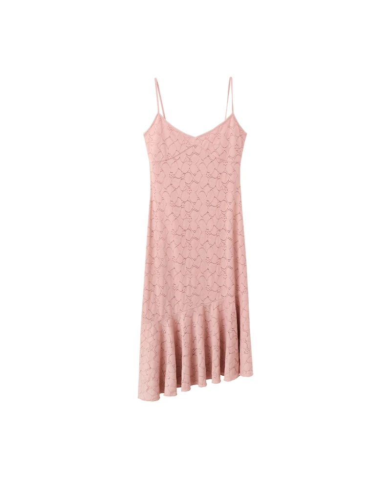 Mango Women's V-Neck Openwork Floral-Print Midi Dress