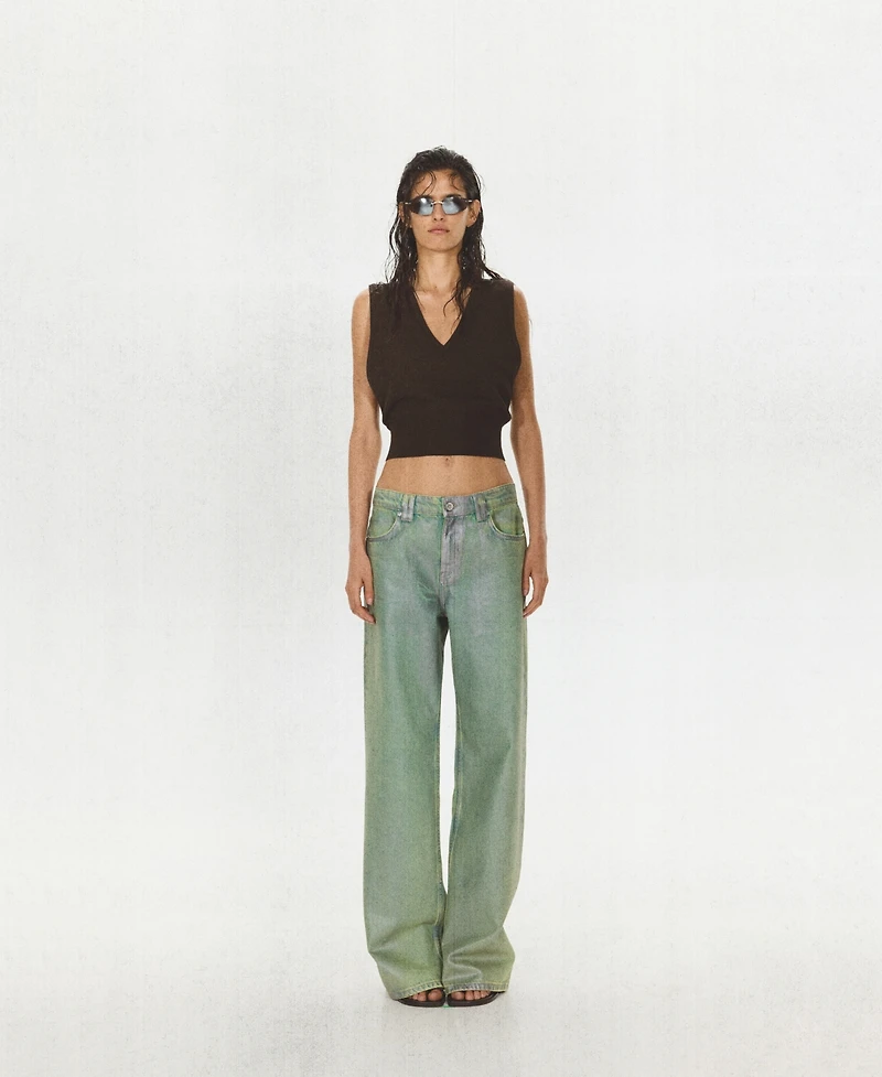 Mango Women's Low-Rise Straight Foil Jeans