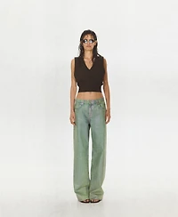Mango Women's Low-Rise Straight Foil Jeans
