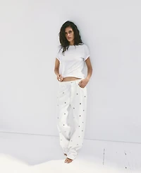 Mango Women's Wide-Leg Studded Jeans