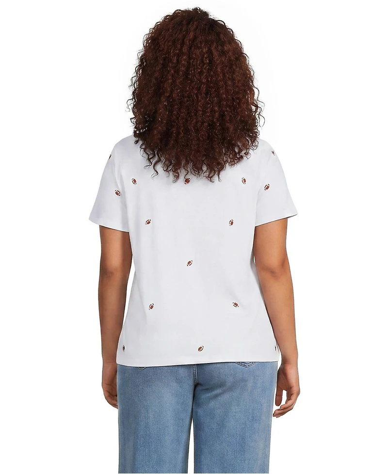 Lands' End Plus Relaxed Supima Cotton Embroidered Crew Neck T-Shirt