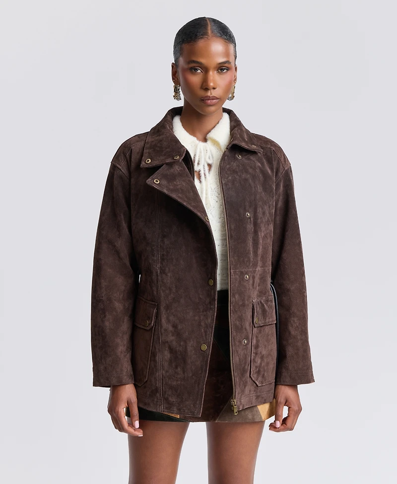 Avec Les Filles Women's Belted Suede Jacket