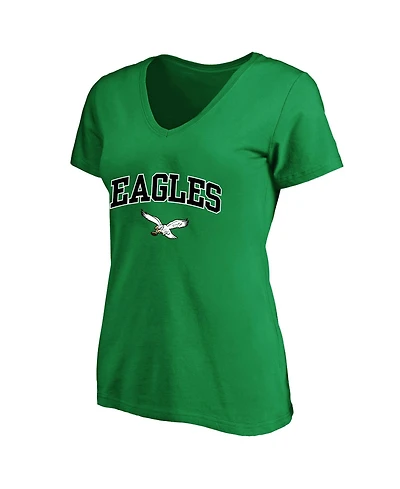 Fanatics Women's Kelly Green Philadelphia Eagles Plus Arch Over Logo V-Neck T-Shirt