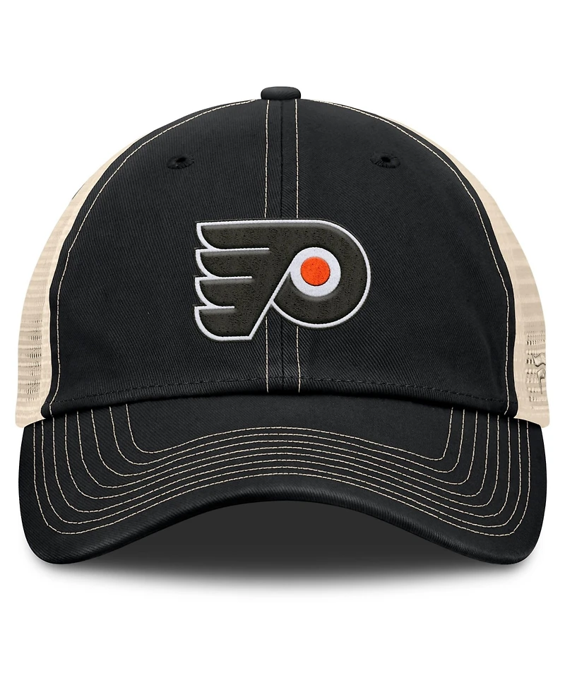 Fanatics Men's Black/Natural Philadelphia Flyers Rival Trucker Adjustable Hat