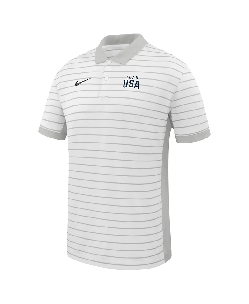 Nike Men's White Team Usa Victory Stripe Dri-fit Polo Shirt