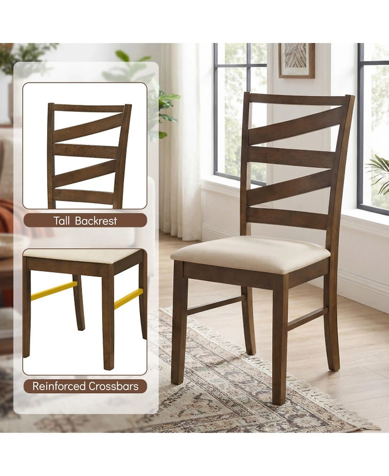 Sugift Upholstered Dining Chairs Set of 4 with Tall Padded Backrests